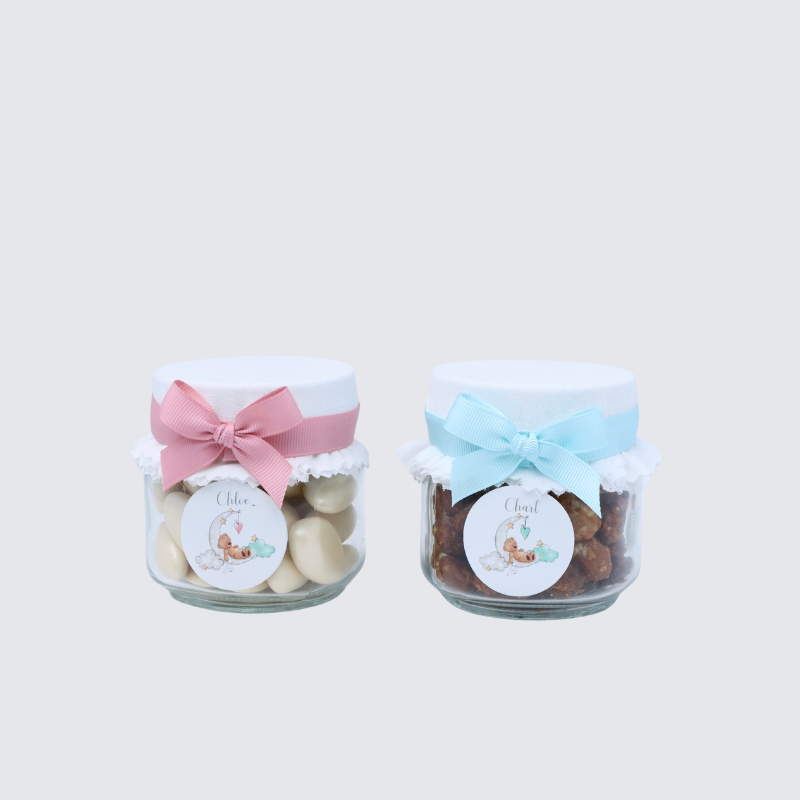 Set of 20 Baby girl personalized almond dragees jar