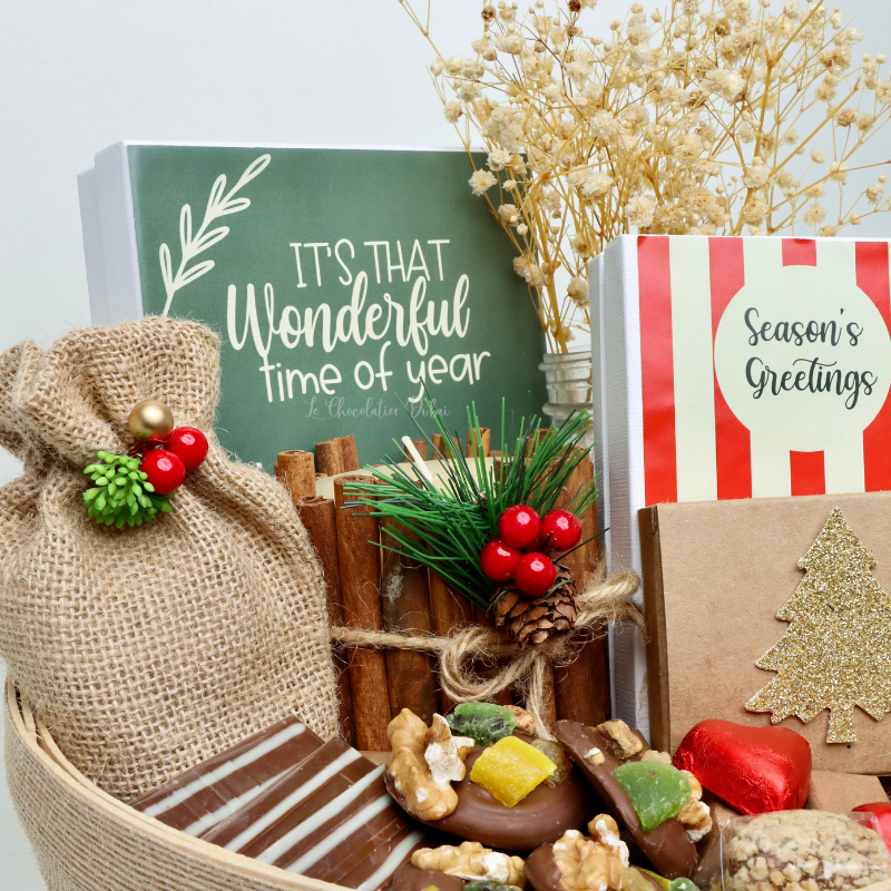 Christmas decorated chocolate & sweets hamper