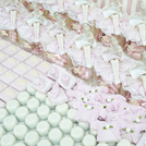 Ballerina baby girl chocolate stand arrangement with personalized backdrop.