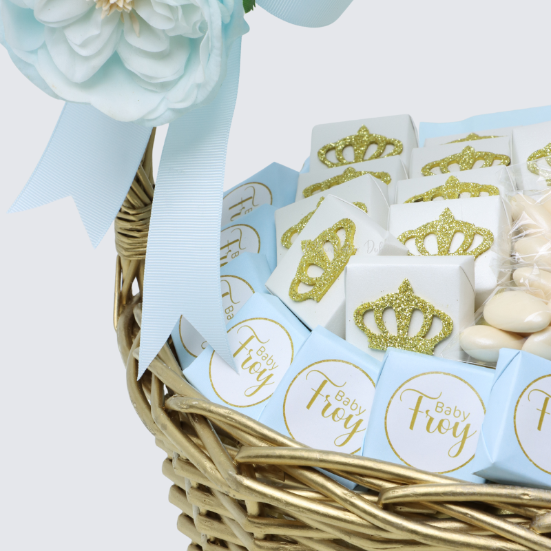 Baby boy prince decorated chocolate large basket