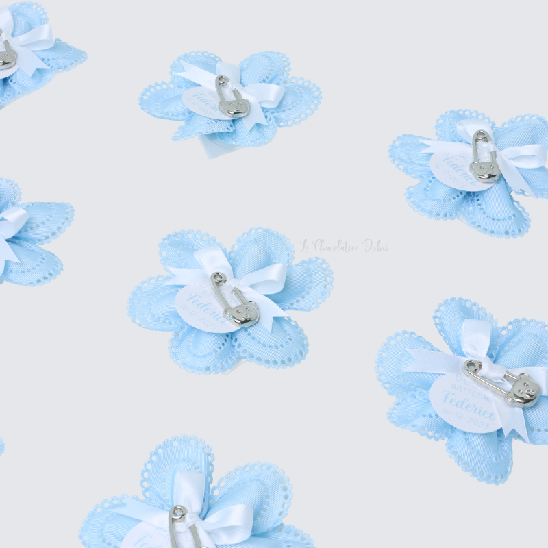 Baby boy flower petals almond dragees giveaway