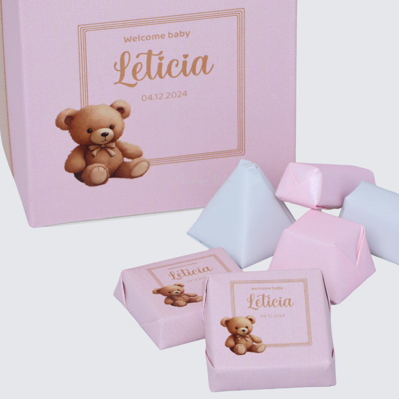 BABY GIRL ANNOUNCEMENT CHOCOLATE SOFT CUBE BOX