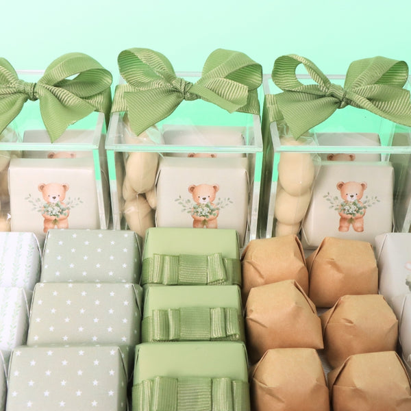 Baby sage green designed chocolate & giveaways large leather tray