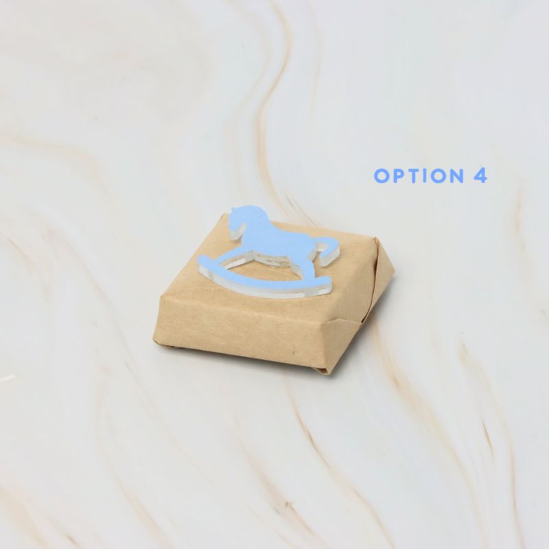 Baby boy rocking horse acrylic decorated premium chocolate