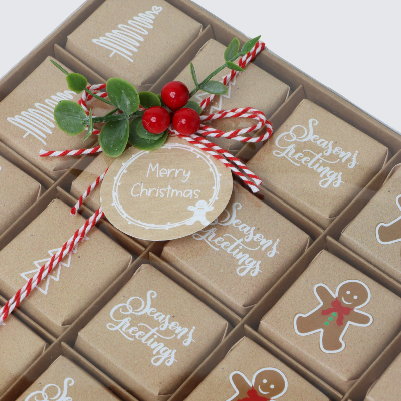 RUSTIC CHRISTMAS DESIGNED CHOCOLATE VIEW TOP HARD BOX