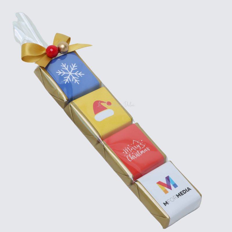 Corporate branded christmas designed chocolate giveaway