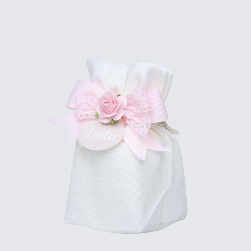 Set of 20 Baby girl flower decorated candle bag