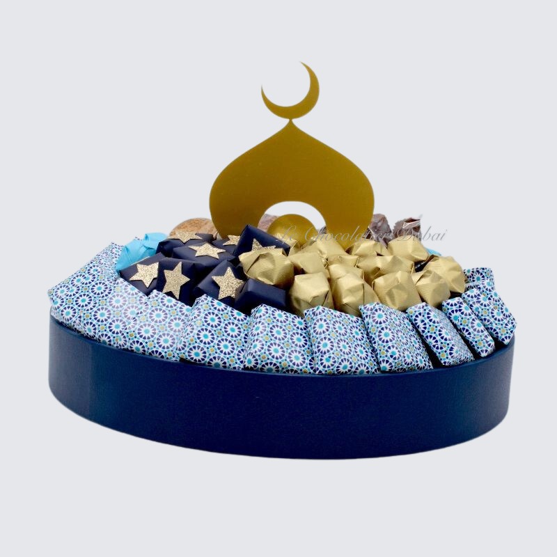 Ramadan Eid Decorated Chocolate & Sweets Round Leather Tray