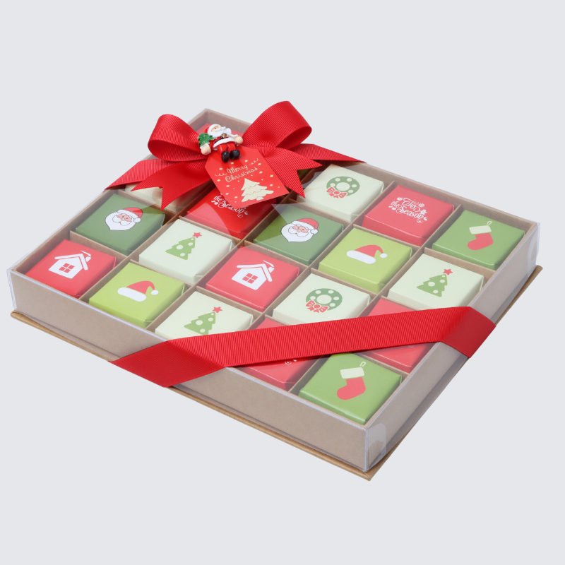 Christmas designed chocolate kraft view top hard box