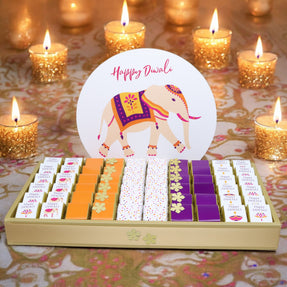 HAPPY DIWALI ELEPHANT CHOCOLATE LEATHER TRAY