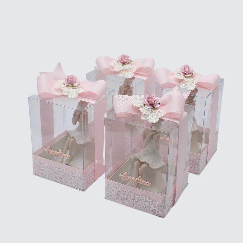 Baby acrylic personalized ceramic ballerina decorated clear box