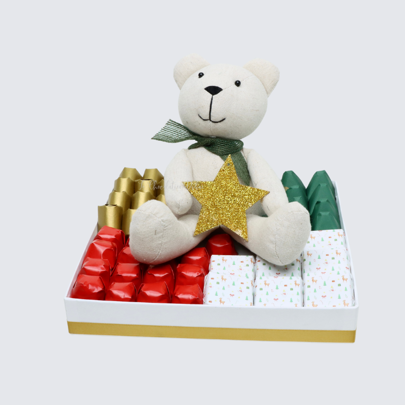 Christmas teddy toy decorated chocolate box