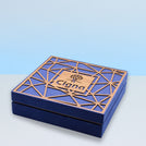 Corporate branded laser cut wood chocolate hard box