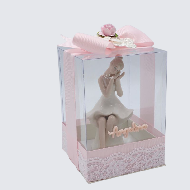 Baby acrylic personalized ceramic ballerina decorated clear box