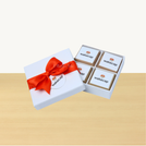 Set of 15 Branded corporate chocolate 4-piece hard box with logo tag and matching ribbon