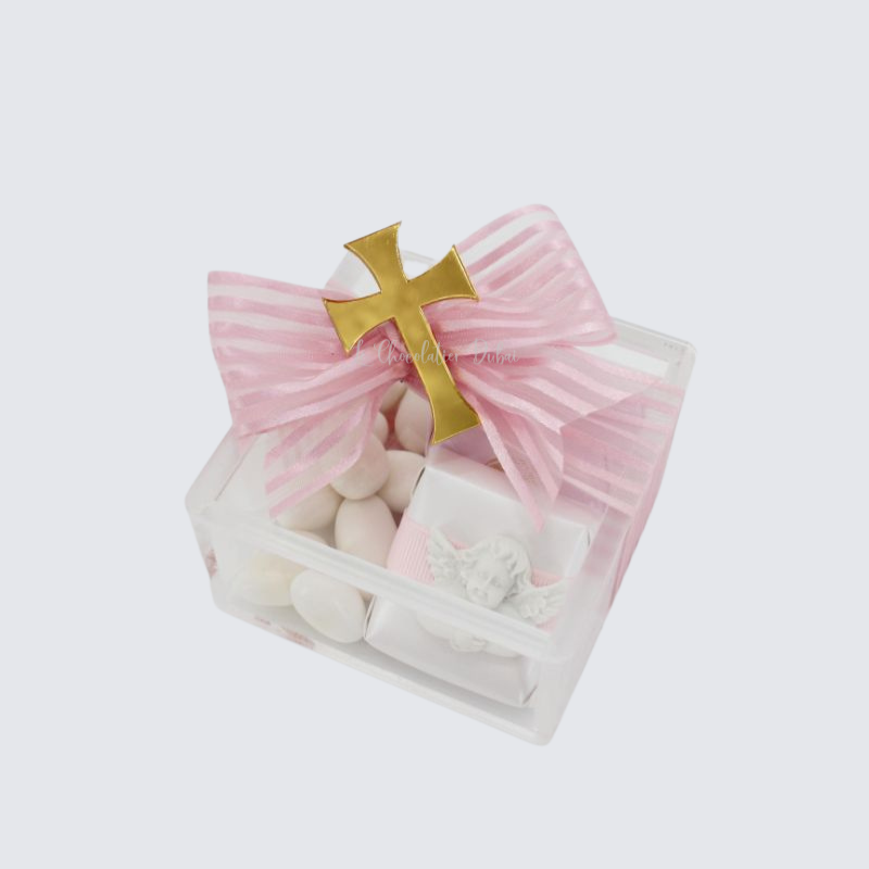 Baby christening decorated chocolate acrylic box