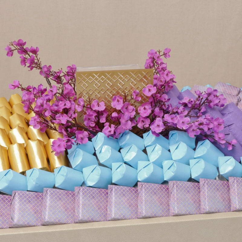 Cherry blossom decorated pattern design premium chocolate leather tray