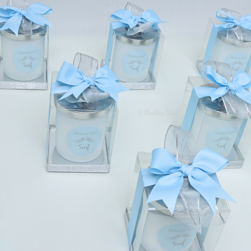 Set of 20 pcs baby boy angel designed candle glass jar