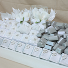 Wedding decorated flower & couple ring chocolate large leather tray