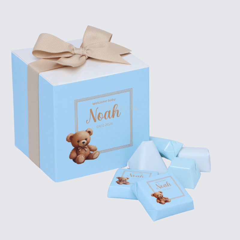 BABY BOY ANNOUNCEMENT CHOCOLATE SOFT CUBE BOX