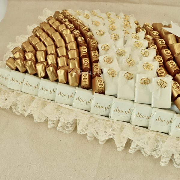Bridal personalized & ring decorated chocolate leather tray