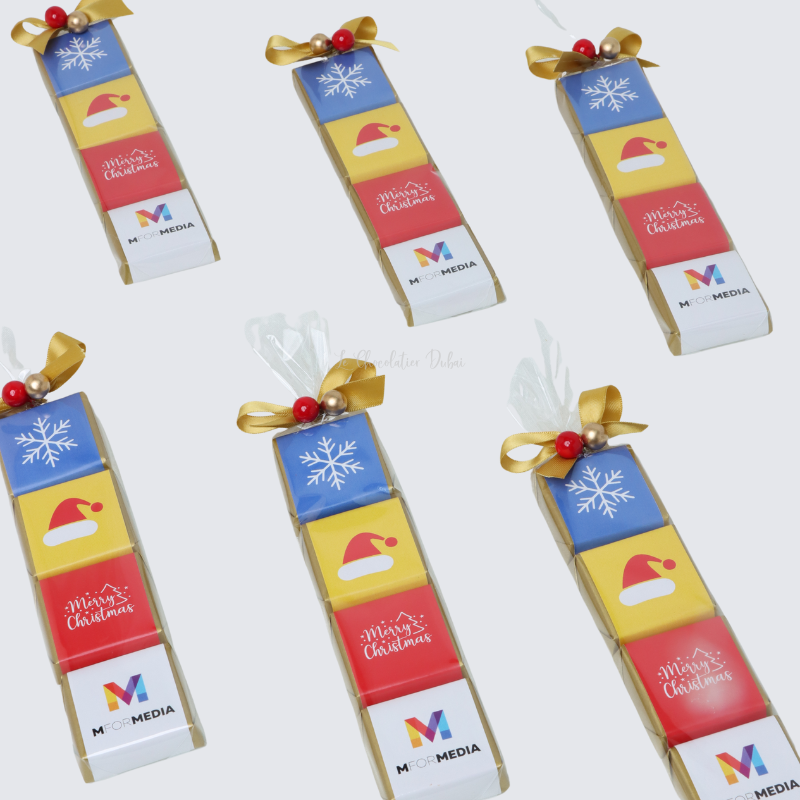 Corporate branded christmas designed chocolate giveaway