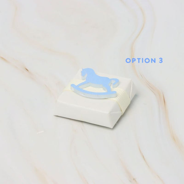 Baby boy rocking horse acrylic decorated premium chocolate