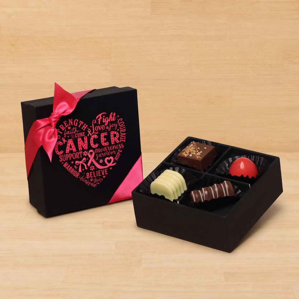Set of 15 Cancer support awareness designed premium chocolate 4 piece hard box