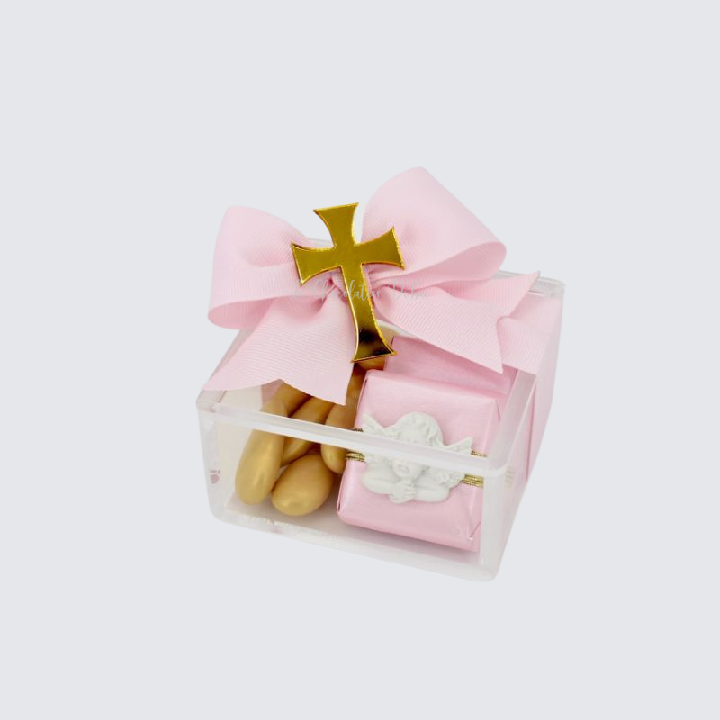 Baby christening decorated chocolate acrylic box