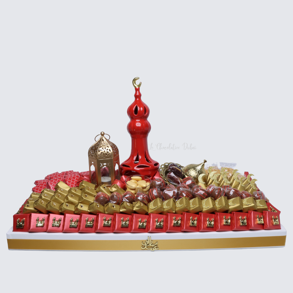 Ramadan eid decorated chocolate & sweets leather tray