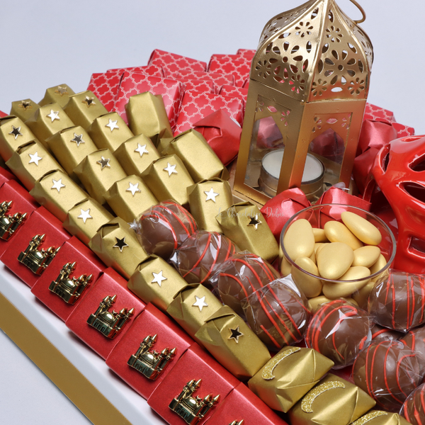Ramadan eid decorated chocolate & sweets leather tray