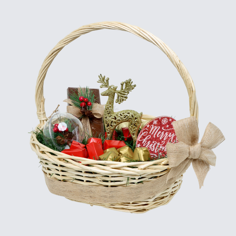 Christmas decorated chocolate medium basket