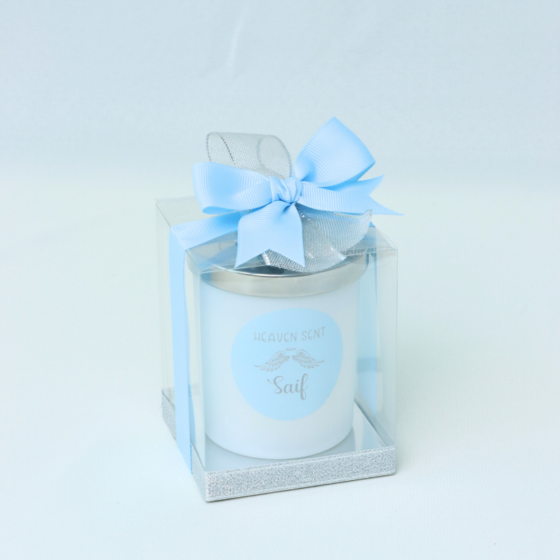 Set of 20 pcs baby boy angel designed candle glass jar