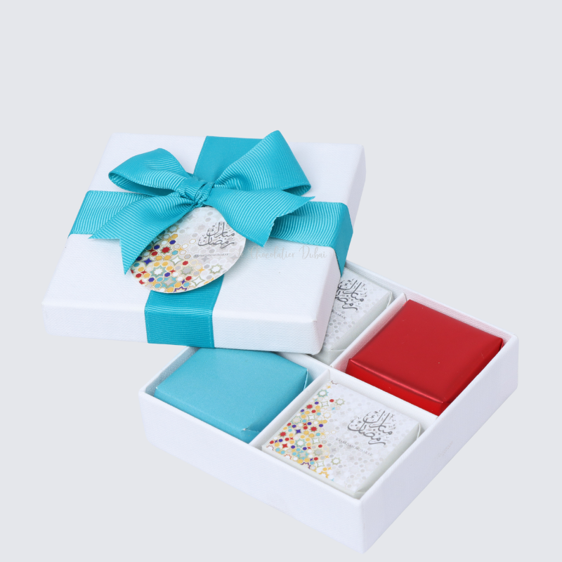 Ramadan mubarak designed chocolate 4-piece hard box