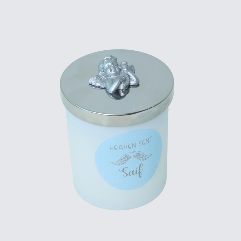Set of 20 pcs baby boy angel designed candle glass jar