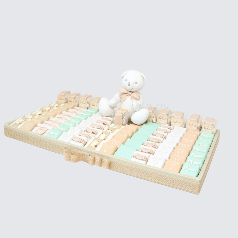 Baby decorated premium chocolate large leather tray