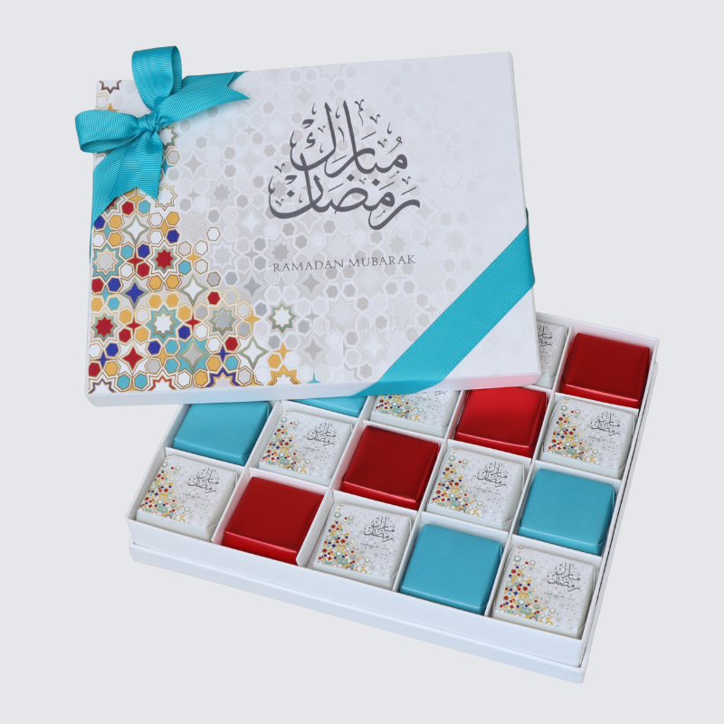 Ramadan mubarak designed chocolate 20-piece hard box