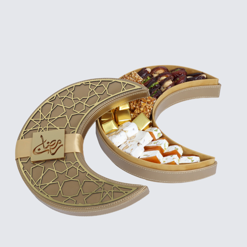 Ramadan chocolate & sweets crescent leather box