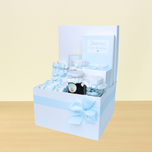 Baby boy air balloon theme chocolate & sweets extra large hamper