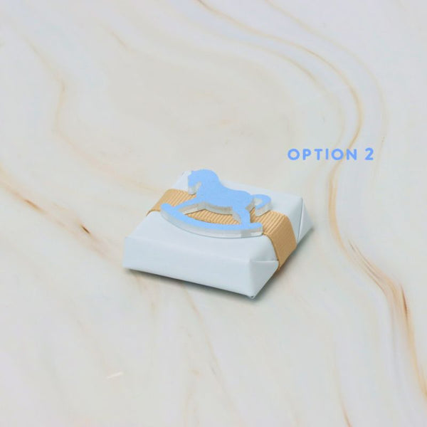 Baby boy rocking horse acrylic decorated premium chocolate