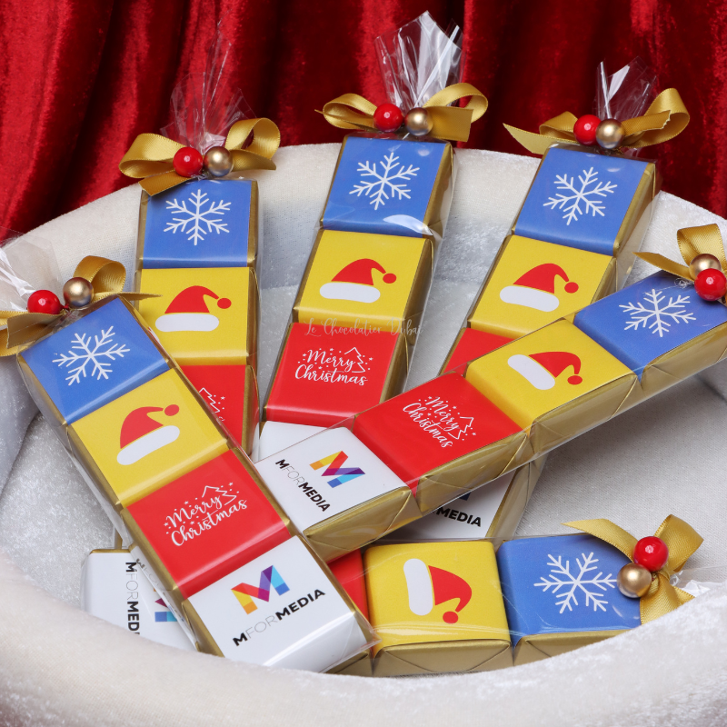 Corporate branded christmas designed chocolate giveaway