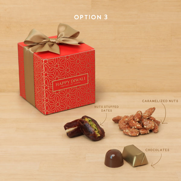 Set of 20 Happy Diwali festival of lights designed premium chocolate cube soft box