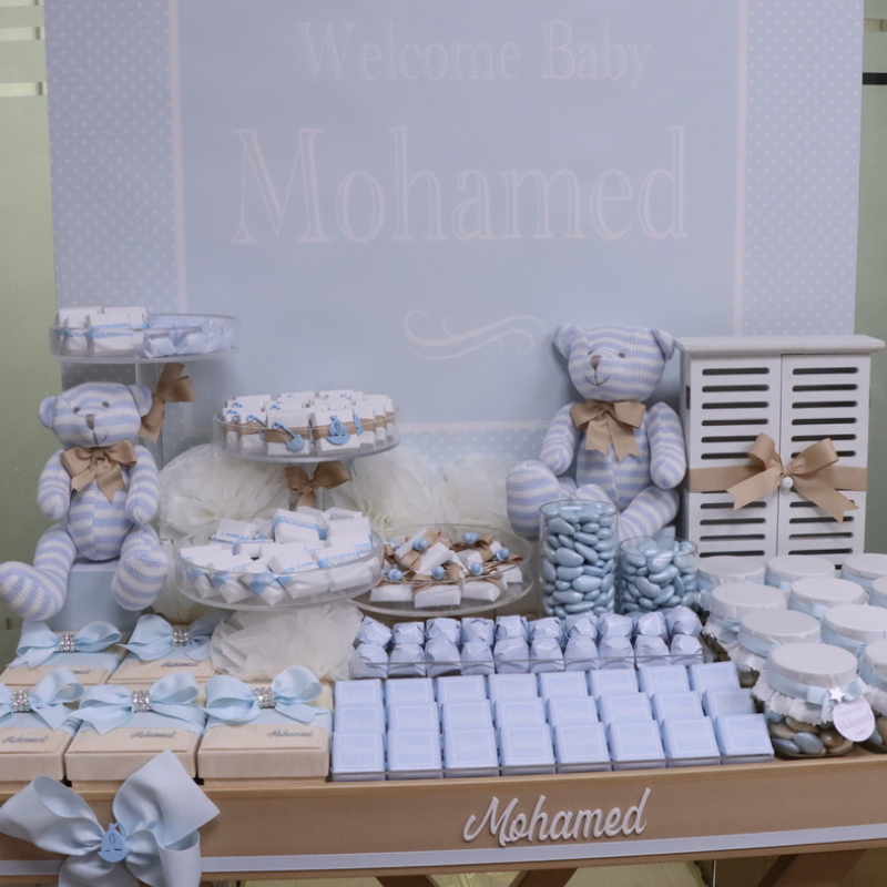 Baby boy personalized & decorated chocolate wood stand