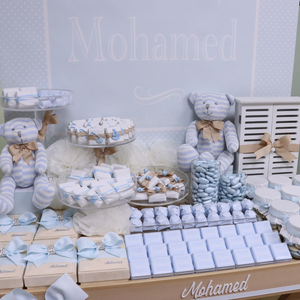 Baby boy personalized & decorated chocolate wood stand