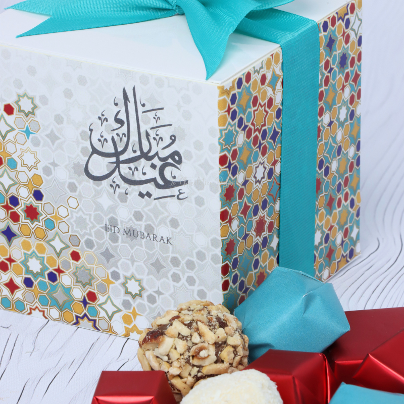 Eid mubarak designed chocolate cube soft box