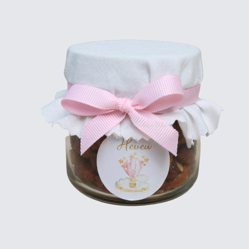 Baby girl personalized caramelized nuts jar