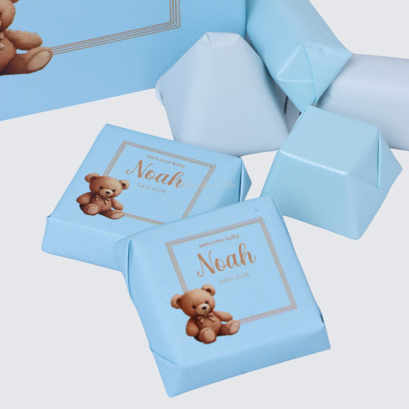 Set of 20 Baby boy announcement chocolate soft cube box