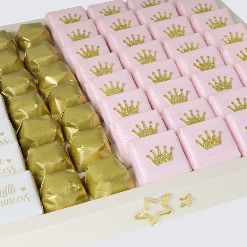 BABY GIRL "LITTLE PRINCESS" THEME DECORATED CHOCOLATE 2 LAYER TRAY