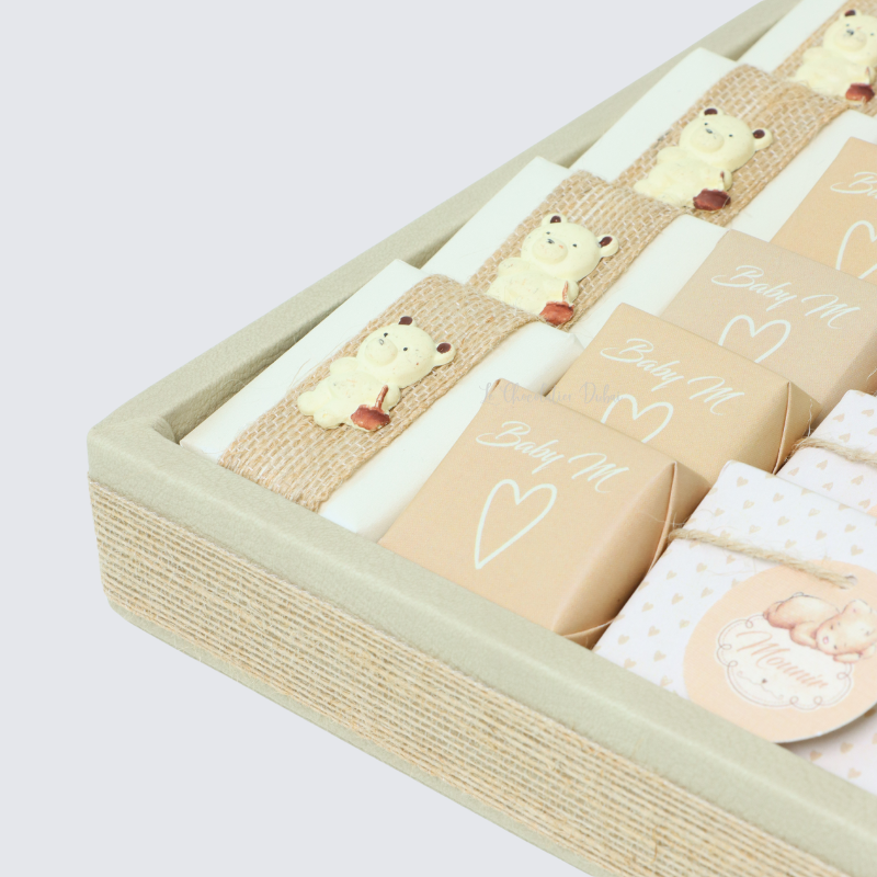 Baby decorated premium chocolate large leather tray
