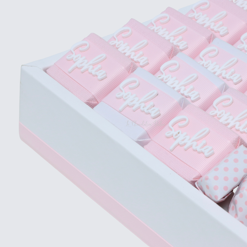 Baby girl personalized acrylic decorated chocolate leather tray